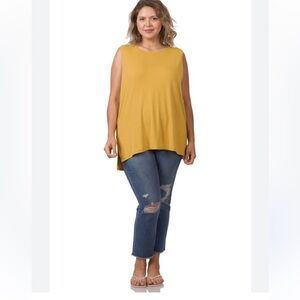 NWT! Mustard Yellow Sleeveless Top Soft With Side Slits